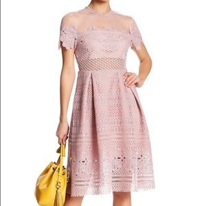 Highly desired Few Moda Mesh-Yoke Crochet Dress